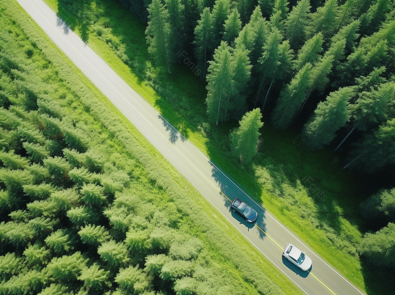 航拍夏天自然风景森林公路上有一辆小车在行驶摄影背景,高清,摄影图,摄影图片,图片大全,摄影图免费下载